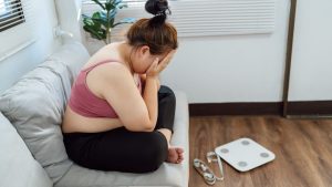 Obese Woman with Fat Upset Bored of Dieting Weight Loss Fail F